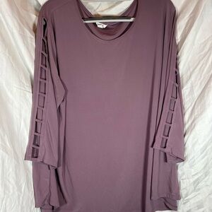 Elegant Plum Blouse with Cut-Out Sleeves